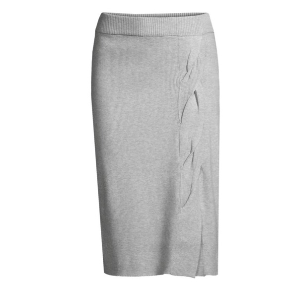 NEW MILLY Twisted Knot Midi Skirt In Grey Size Medium $295 - Picture 10 of 12